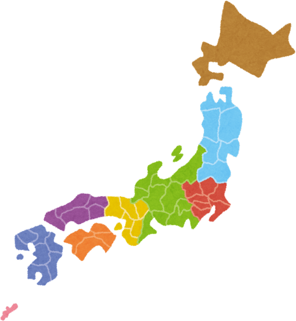 Color-Coded Map of Japan Illustration